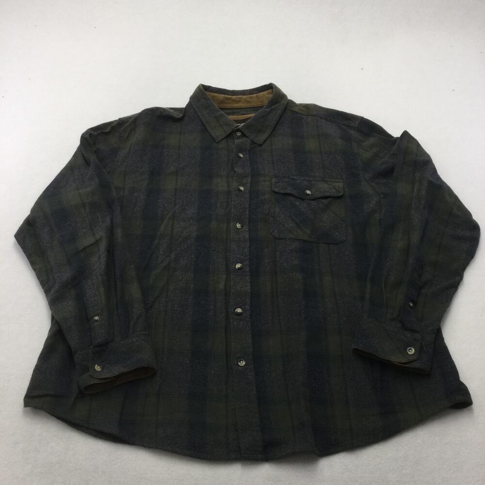 CQR Shirt Mens 2XL Green Plaid Flannel Long Sleeve Button Up Casual Top